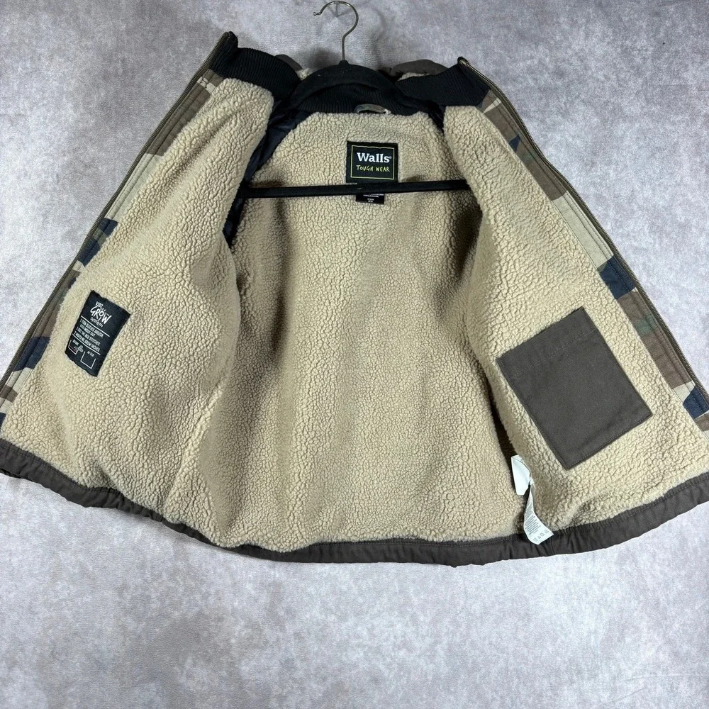 Walls Tough‎ Wear Sherpa Lined Jacket Hood Camo Boys M 8-10 Zip-Kids Grow System